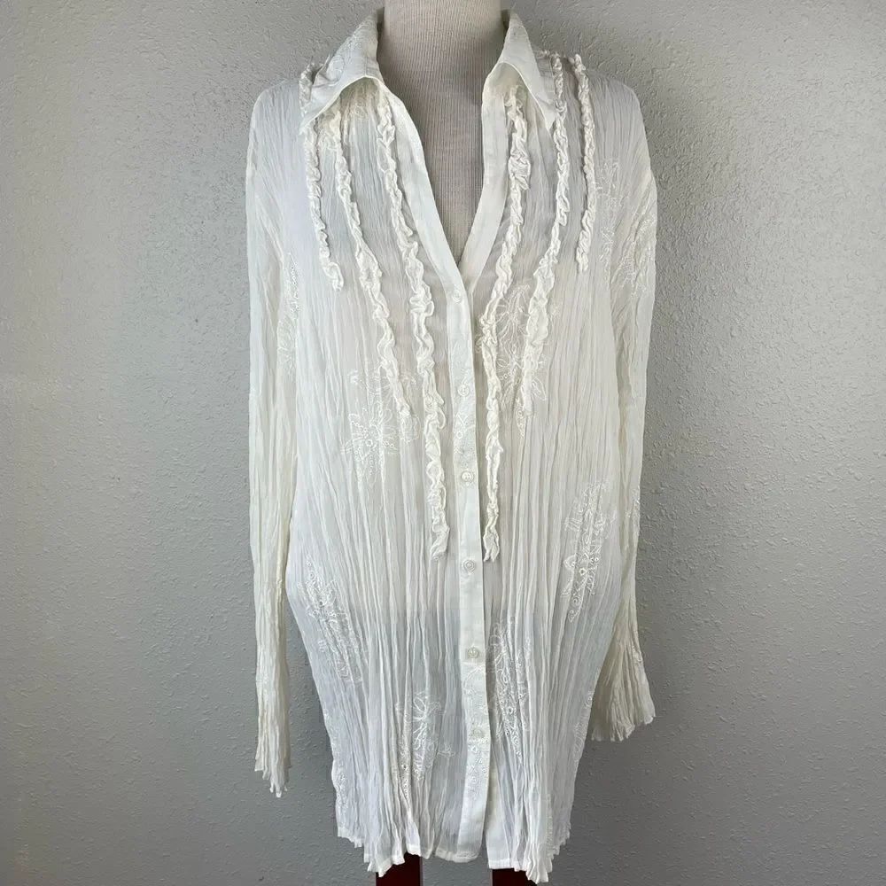 Worthington Ivory Button Down Shirt Size 2X EUC